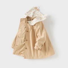 Dave&Bella Toddler Girls Autumn Yellow Simple-style Trench Coats