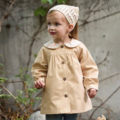 Dave&Bella Toddler Girls Autumn Yellow Simple-style Trench Coats
