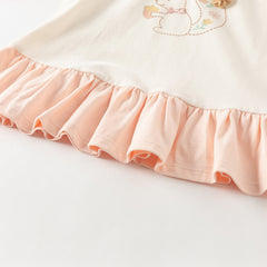 Dave&Bella Toddler Girls Autumn Beige Cotton Elegant Dress-style Sweatshirts Tops