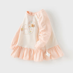 Dave&Bella Toddler Girls Autumn Beige Cotton Elegant Dress-style Sweatshirts Tops