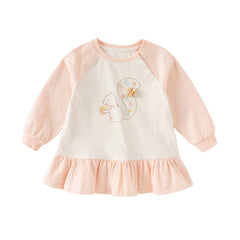 Dave&Bella Toddler Girls Autumn Beige Cotton Elegant Dress-style Sweatshirts Tops