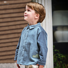 Dave&Bella Boys Autumn Cotton Grey Blue Formal Shirts Top