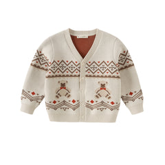 Dave&Bella Toddler Boys Cotton Casual Print Sweater Cardigans