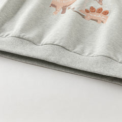 Dave&Bella Toddler Boys Autumn Grey Cotton Dinosaur Print Sweatshirts Tops