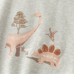 Dave&Bella Toddler Boys Autumn Grey Cotton Dinosaur Print Sweatshirts Tops