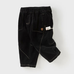 Dave&Bella Toddler Boys Autumn Black Cotton Loose Casual Pants