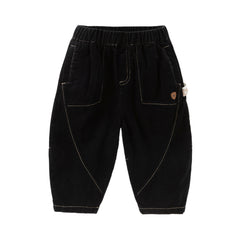 Dave&Bella Toddler Boys Autumn Black Cotton Loose Casual Pants