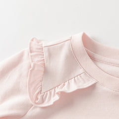 Dave&Bella Girls Autumn Beige Casual Cotton T-shirt Tops