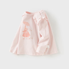 Dave&Bella Girls Autumn Beige Casual Cotton T-shirt Tops