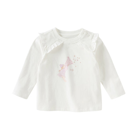 Dave&Bella Girls Autumn Beige Casual Cotton T-shirt Tops