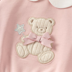Dave&Bella Girls Adorable Pink Bear-print Plaid Dress-style Sweatshirts Tops