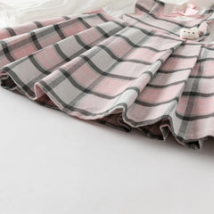 Dave&Bella Girls Autumn Sweet Cotton Pink Grey Plaid A-line Princess Dress