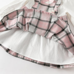Dave&Bella Girls Autumn Sweet Cotton Pink Grey Plaid A-line Princess Dress