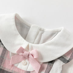 Dave&Bella Girls Autumn Sweet Cotton Pink Grey Plaid A-line Princess Dress