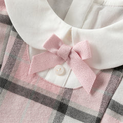 Dave&Bella Girls Autumn Sweet Cotton Pink Grey Plaid A-line Princess Dress