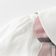 Dave&Bella Girls Autumn Sweet Cotton Pink Grey Plaid A-line Princess Dress