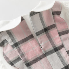 Dave&Bella Girls Autumn Sweet Cotton Pink Grey Plaid A-line Princess Dress