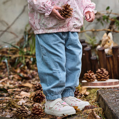 Dave&Bella Girls Autumn Cotton Embroidery Crafted Casual Denim Drawstring Pants
