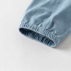 Dave&Bella Girls Autumn Cotton Embroidery Crafted Casual Denim Drawstring Pants