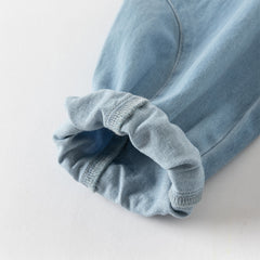 Dave&Bella Girls Autumn Cotton Embroidery Crafted Casual Denim Drawstring Pants