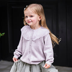 Dave&Bella Girls Autumn Cotton Adorable Purple Cardigans Coat