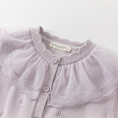 Dave&Bella Girls Autumn Cotton Adorable Purple Cardigans Coat