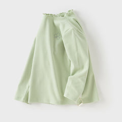 Dave&Bella Girls Autumn Cotton Cute Lace Collar T-shirt Top