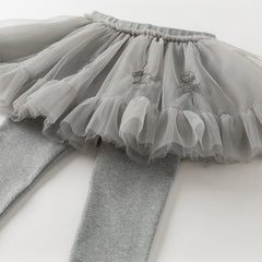 Dave&Bella Girls Autumn Grey Cute Mesh Skirt Leggings Pants