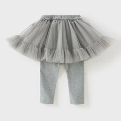 Dave&Bella Girls Autumn Grey Cute Mesh Skirt Leggings Pants