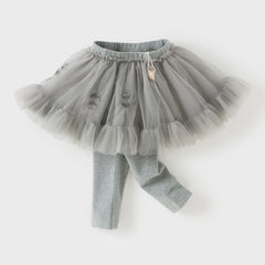 Dave&Bella Girls Autumn Grey Cute Mesh Skirt Leggings Pants