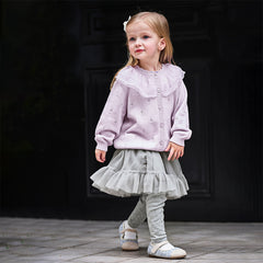 Dave&Bella Girls Autumn Grey Cute Mesh Skirt Leggings Pants