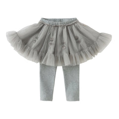 Dave&Bella Girls Autumn Grey Cute Mesh Skirt Leggings Pants