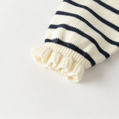 Dave&Bella Toddler Girls Autumn Nave Blue Striped Naval Style Mesh A-line Dress