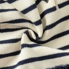 Dave&Bella Toddler Girls Autumn Nave Blue Striped Naval Style Mesh A-line Dress