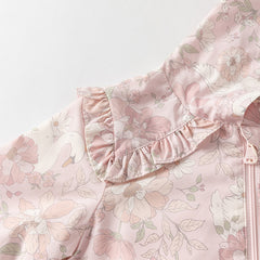 Dave&Bella Girls Autumn Pink Floral Print Hoodie Jacket Coat