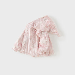 Dave&Bella Girls Autumn Pink Floral Print Hoodie Jacket Coat