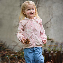 Dave&Bella Girls Autumn Pink Floral Print Hoodie Jacket Coat