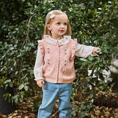 Dave&Bella Girls Autumn Cotton Cute Flower Sleeveless Vest Top