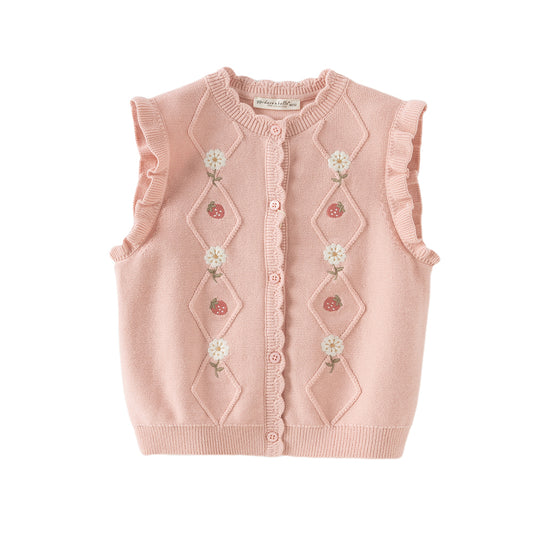 Dave&Bella Girls Autumn Cotton Cute Flower Sleeveless Vest Top