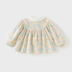 Dave&Bella Toddler Girls Autumn Floral Print Cotton Shirts Tops