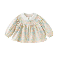 Dave&Bella Toddler Girls Autumn Floral Print Cotton Shirts Tops