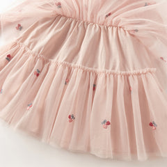 Dave&Bella Girls Autumn Sweet Pink A-line Princess Mesh Dress with Cape