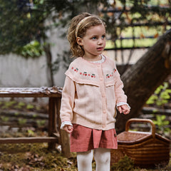 Dave&Bella Girls Autumn Cotton Fashion Flower Embroidery Knit Cardigan Coat Top