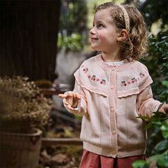 Dave&Bella Girls Autumn Cotton Fashion Flower Embroidery Knit Cardigan Coat Top