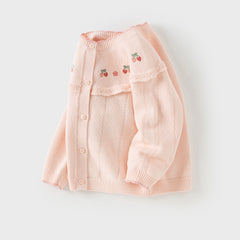 Dave&Bella Girls Autumn Cotton Fashion Flower Embroidery Knit Cardigan Coat Top