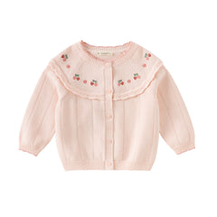 Dave&Bella Girls Autumn Cotton Fashion Flower Embroidery Knit Cardigan Coat Top