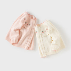 Dave&Bella Girls Autumn Cotton Fashion Flower Embroidery Knit Cardigan Coat Top