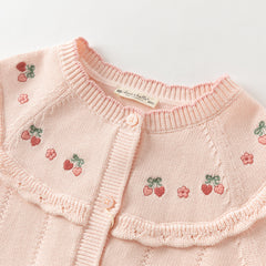 Dave&Bella Girls Autumn Cotton Fashion Flower Embroidery Knit Cardigan Coat Top