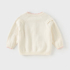 Dave&Bella Girls Autumn Cotton Fashion Flower Embroidery Knit Cardigan Coat Top