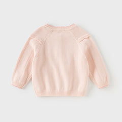 Dave&Bella Girls Autumn Cotton Fashion Flower Embroidery Knit Cardigan Coat Top